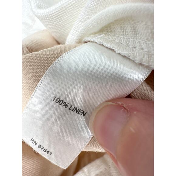 J Jill Pants Womens XL White Linen Ankle Pull On Pockets Beach Lagenlook Coastal - Picture 6 of 12